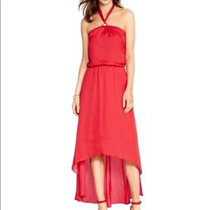 White House Black Market | Red Halter Blouson High-Low Dress | size 8
